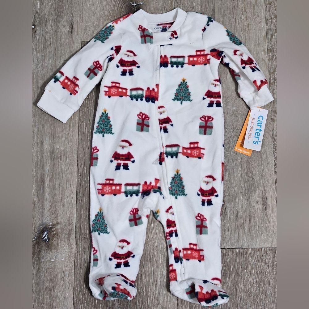 Carter's baby Size 6 Months Footed Christmas Sleeper Santa & Train NEW